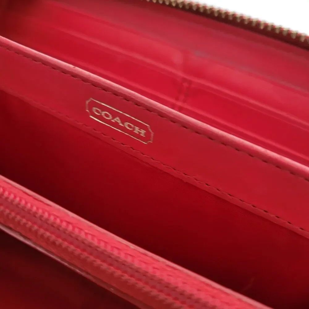 Coach‎ Leather Wallet Croc Salomon Red Zip Around Large Clutch Geniue Leather